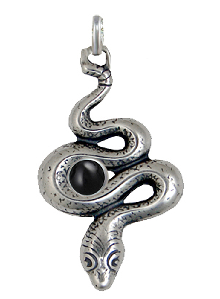 Sterling Silver Little Snake Pendant With Black Onyx